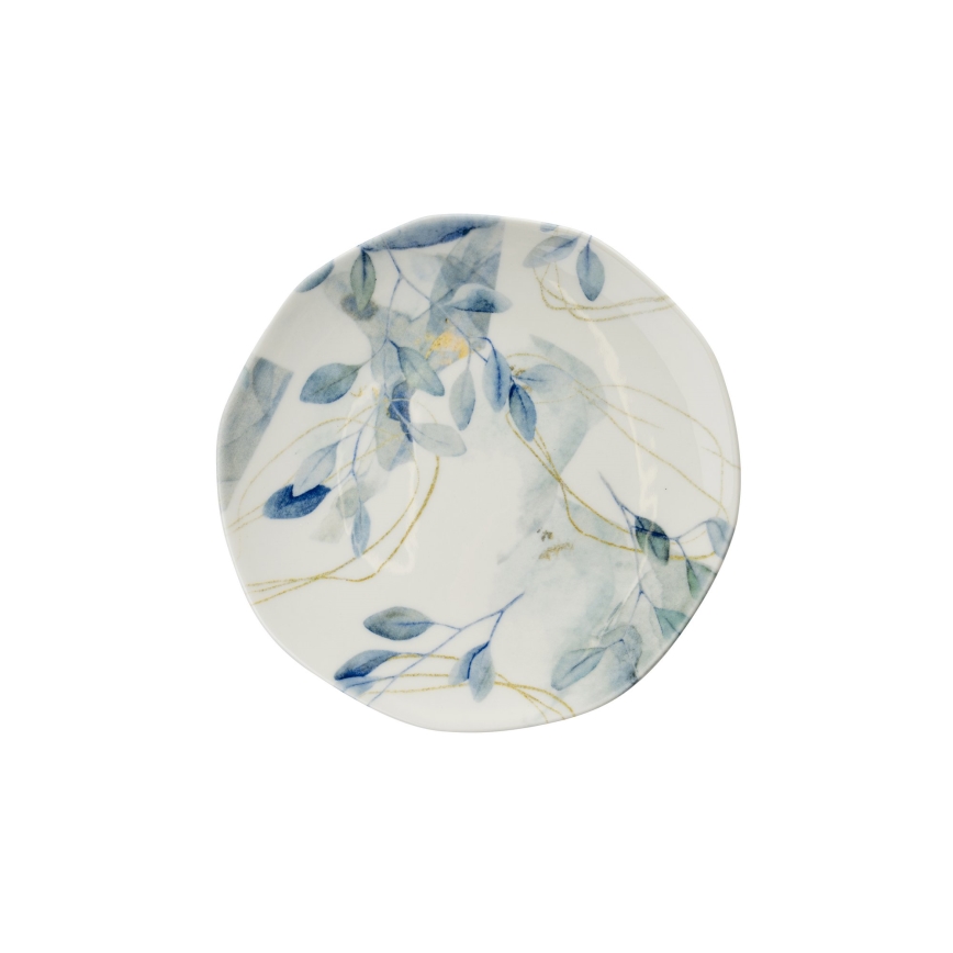 24-teiliges Porzellan-Geschirrset, weiß/blau