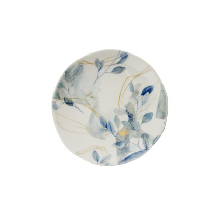 24-teiliges Porzellan-Geschirrset, weiß/blau