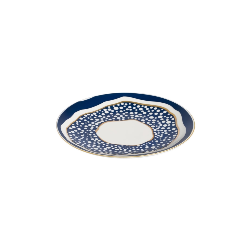 24-teiliges Porzellan-Tafelservice, weiß/blau/gold
