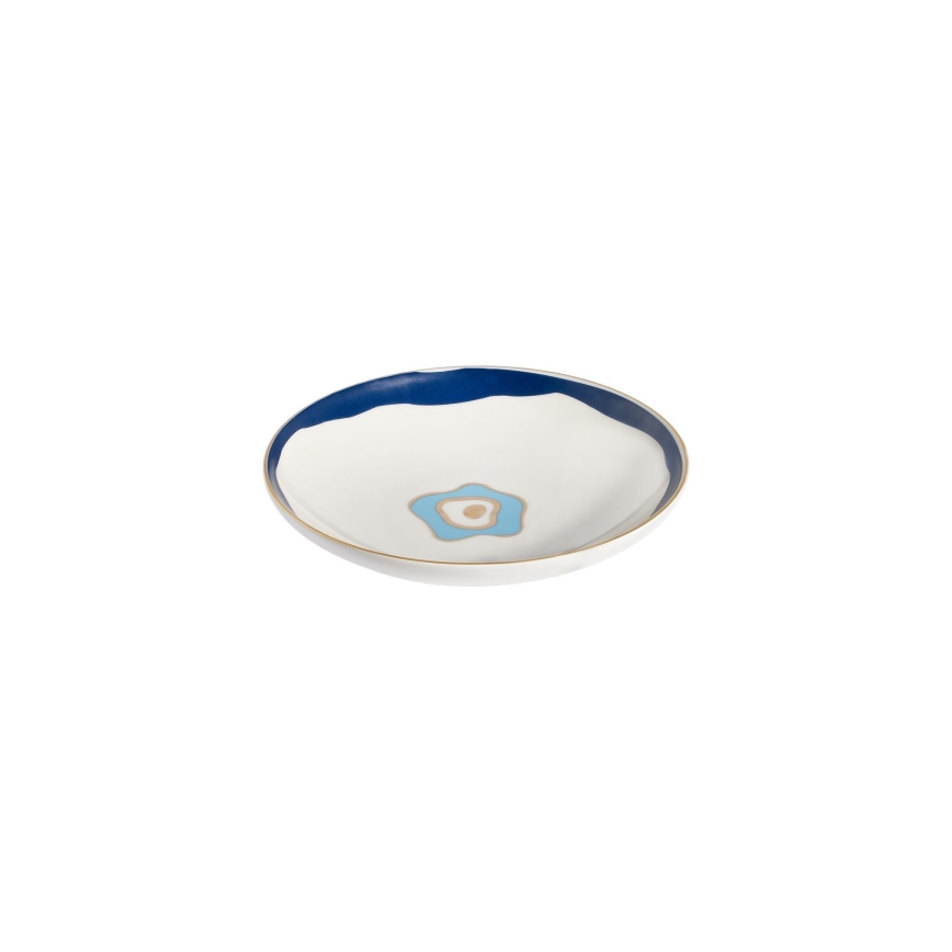 24-teiliges Porzellan-Tafelservice, weiß/blau/gold