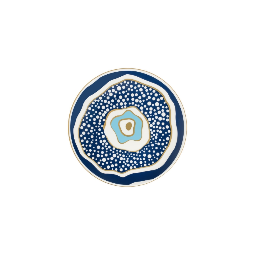 24-teiliges Porzellan-Tafelservice, weiß/blau/gold