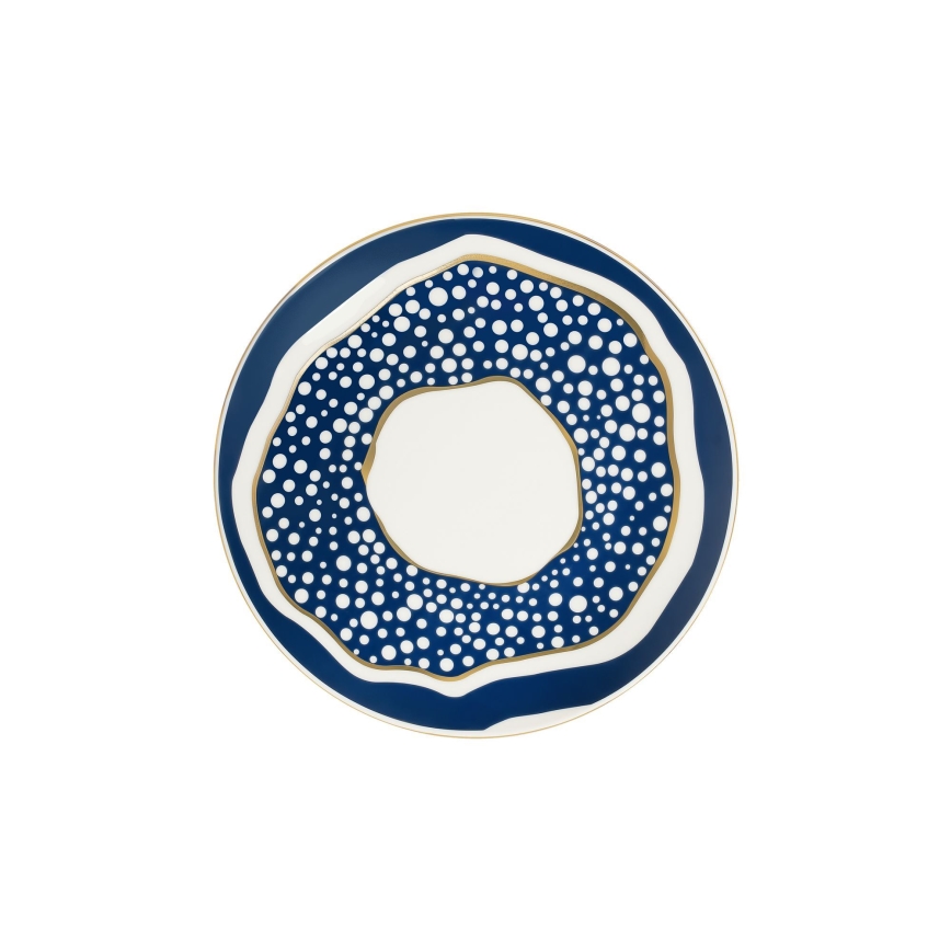 24-teiliges Porzellan-Tafelservice, weiß/blau/gold