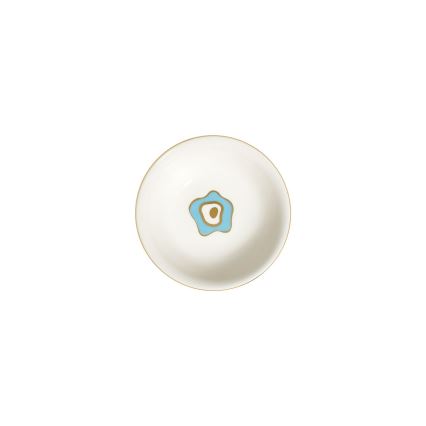 24-teiliges Porzellan-Tafelservice, weiß/blau/gold