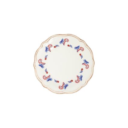 24-teiliges Speiseservice, weiß/blau/rot/Porzellan
