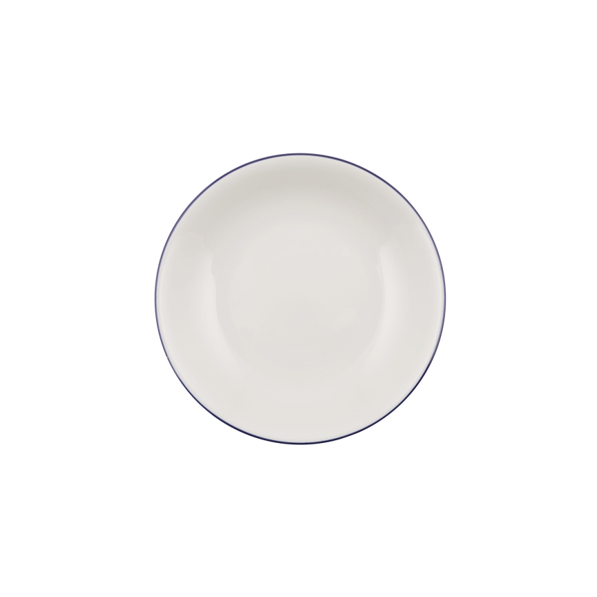 24-teiliges Tafelservice aus Porzellan, weiß/blau