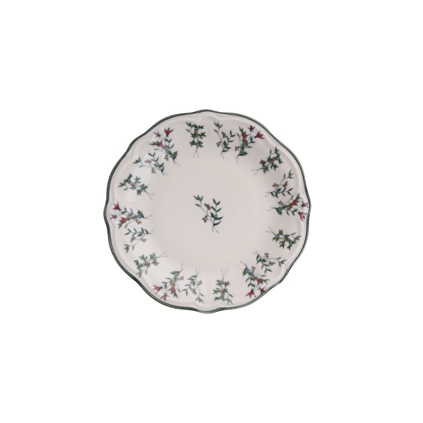 24-teiliges Tafelservice aus Porzellan, weiß/grün