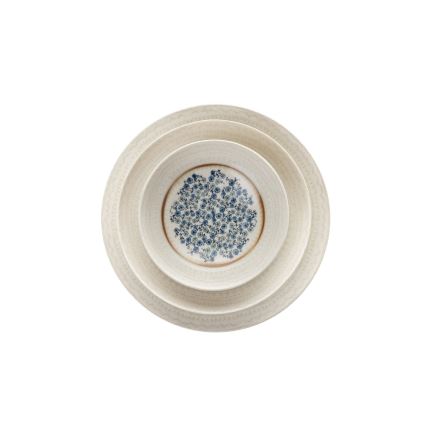 24-teiliges Tafelservice blau/beige/Porzellan