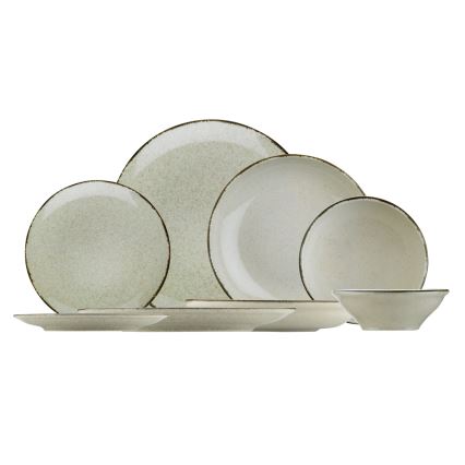 24-teiliges Tafelservice in Beige aus Porzellan