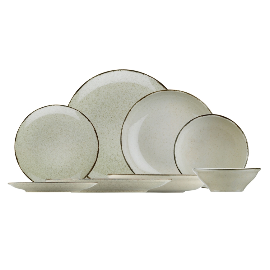 24-teiliges Tafelservice in Beige aus Porzellan