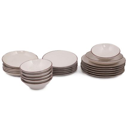 24-teiliges Tafelservice in Beige aus Porzellan