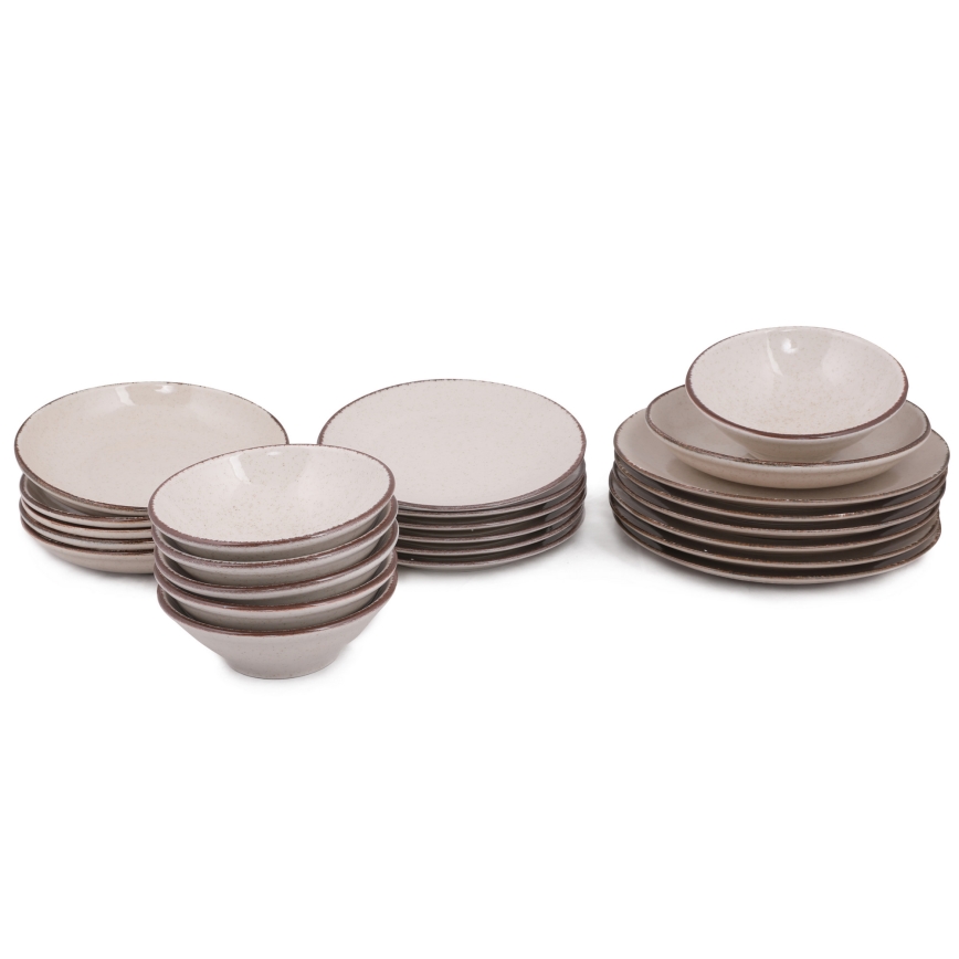 24-teiliges Tafelservice in Beige aus Porzellan