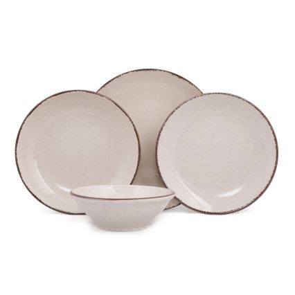 24-teiliges Tafelservice in Beige aus Porzellan