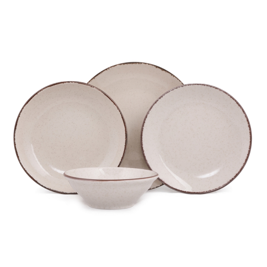 24-teiliges Tafelservice in Beige aus Porzellan