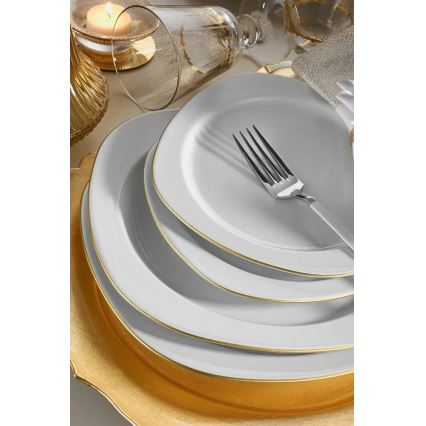 24-teiliges Tafelservice, weiß/gold, Porzellan