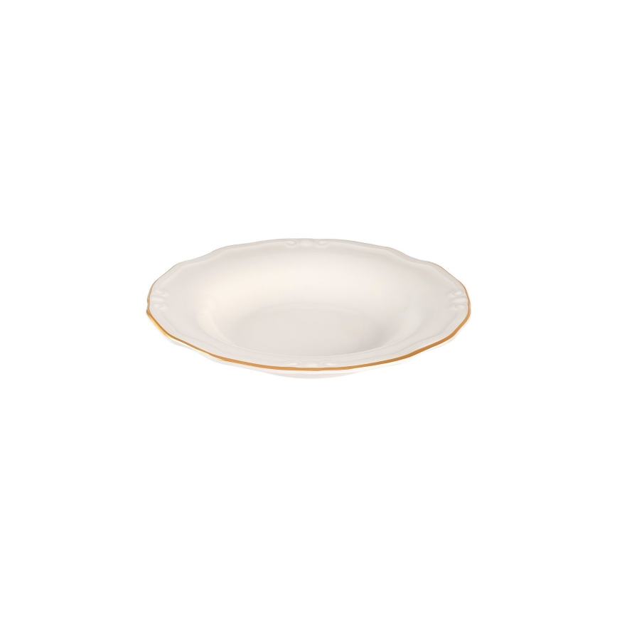 24-teiliges Tafelservice, Weiß/Gold, Porzellan