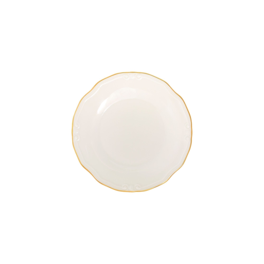24-teiliges Tafelservice, Weiß/Gold, Porzellan