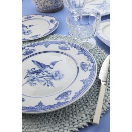 26-teiliges Geschirrset, weiß/blau, Porzellan