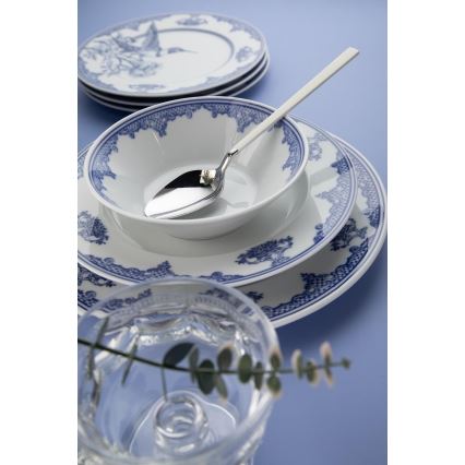 26-teiliges Geschirrset, weiß/blau, Porzellan