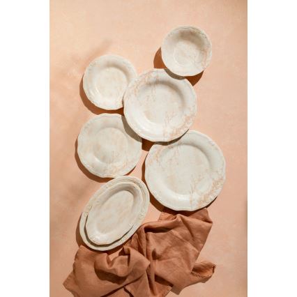 27-teiliges Geschirrset, beige/Porzellan