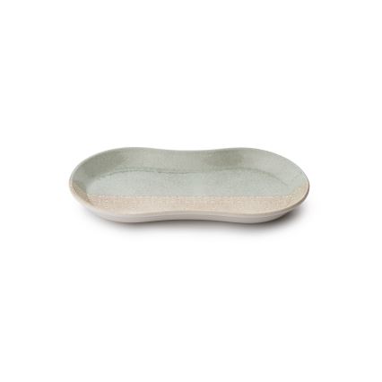 27-teiliges Porzellan-Essservice in Beige und Grün