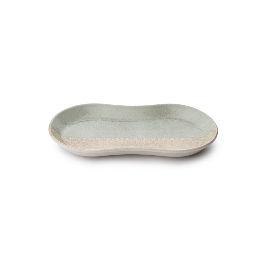 27-teiliges Porzellan-Essservice in Beige und Grün