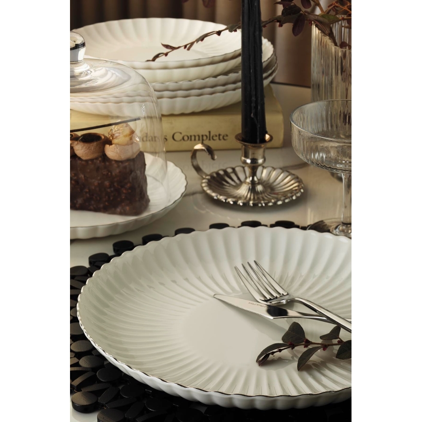 27-teiliges Porzellan-Tafelservice, weiß/silber
