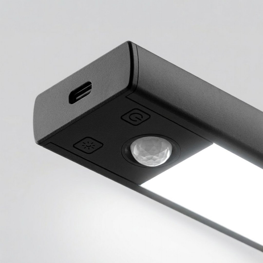 2er-Set wiederaufladbare LED-Möbelbeleuchtung mit Bewegungs- und Dämmerungssensor VIRO LED/1W/3,7V 800 mAh 3000/4000/6500K 20 cm schwarz