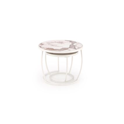 2er-Set Couchtisch AURORO beige/weiß