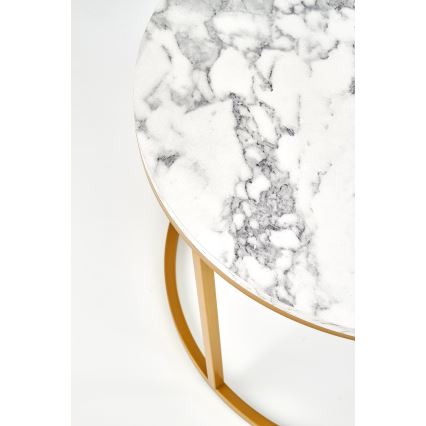 2er-Set Couchtisch PACILA, Marmor-Optik/goldfarben