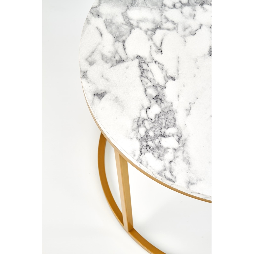 2er-Set Couchtisch PACILA, Marmor-Optik/goldfarben