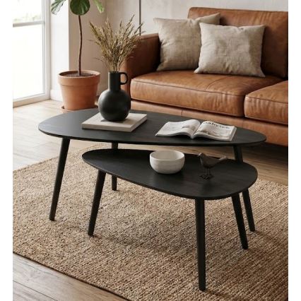 2er-Set Couchtisch SOLE 60/80x30/40 cm schwarz