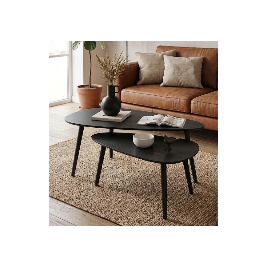 2er-Set Couchtisch SOLE 60/80x30/40 cm schwarz