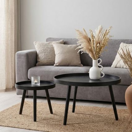 2er-Set Couchtische VERDE, Ø 60/38 cm, schwarz
