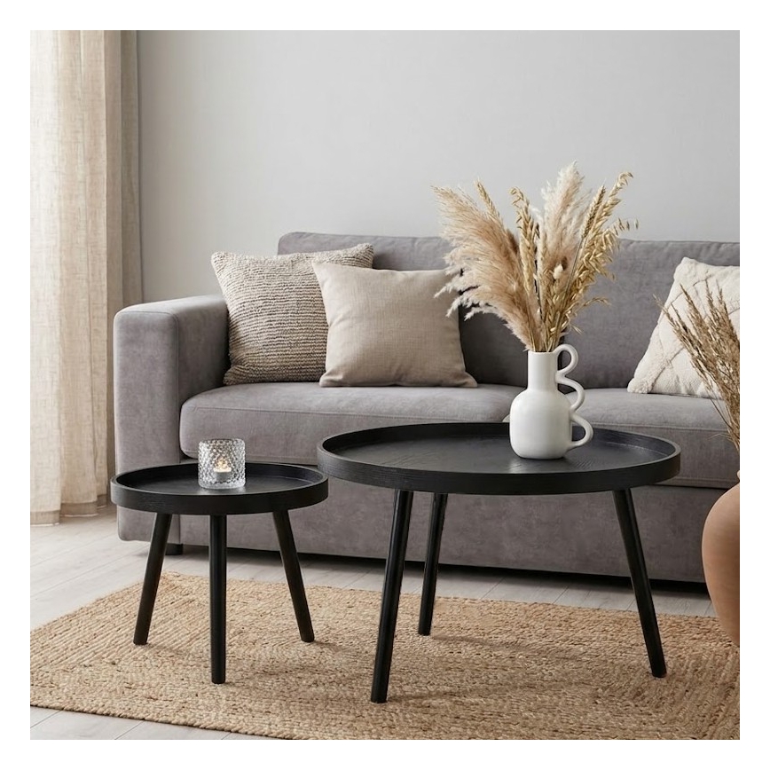 2er-Set Couchtische VERDE, Ø 60/38 cm, schwarz