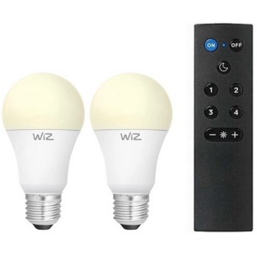 2er-Set dimmbare LED-Leuchtmittel A60 E27/9W/230V 2700K Wi-Fi + Fernbedienung - WiZ