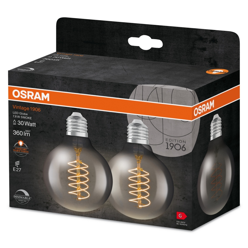 2er-Set dimmbare LED-Leuchtmittel Vintage-Filament E27/7,8W/230V 1800K - Osram