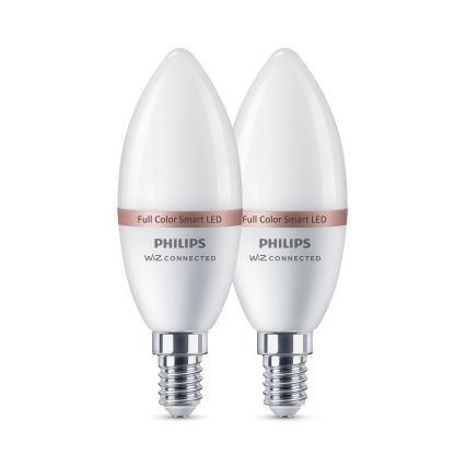 Set 2x Philips SMART LED RGB, dimmbar, C37, E14, 4,9 W, 230 V, 2200–6500 K, CRI 90