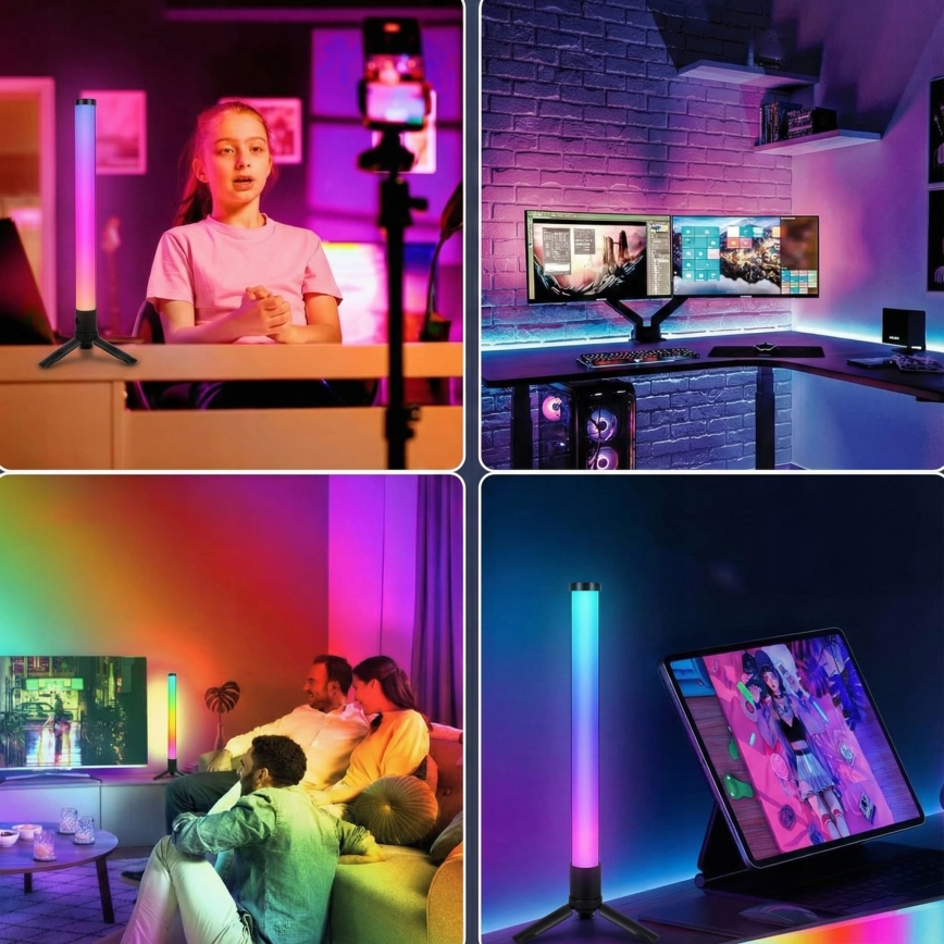2er-Set dimmbare RGBIC-LED-Tischlampen LED/5W/5V schwarz + Fernbedienung