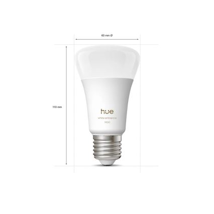 2er-Set dimmbare LED-Leuchtmittel Philips Hue WHITE AMBIANCE E27/8,1W/230V 1000-20000K