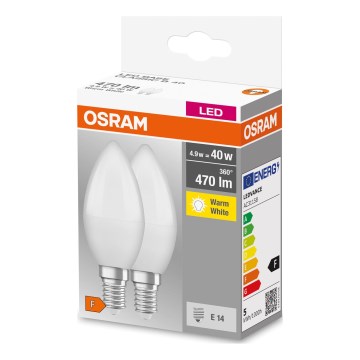 2er-Set LED-Lampe B38 E14/4,9W/230V 2700K - Osram