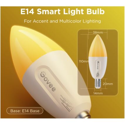 2er-Set dimmbarer LED-RGBWW-Glühbirnen MATTER E14/5W/230V 2700-6500K Wi-Fi - Govee