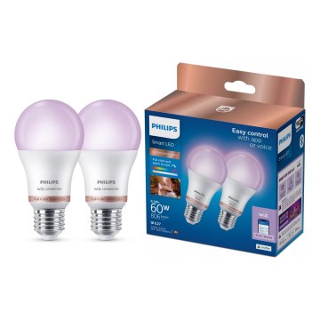 2er-Set Philips SMART A60 dimmbare LED-RGB-Lampe E27/8,5W/230V 2200-6500K