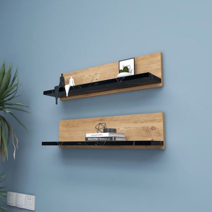2er-Set SHELFIE-Regale Kiefer/Schwarz