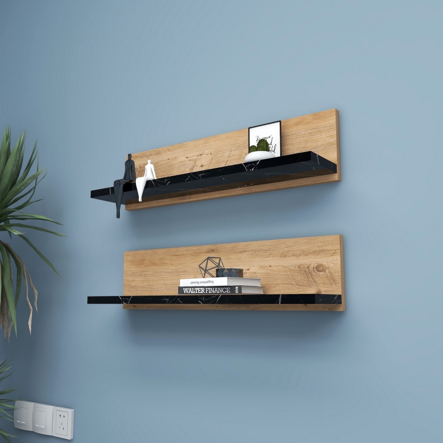 2er-Set SHELFIE-Regale Kiefer/Schwarz