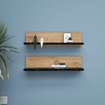 2er-Set SHELFIE-Regale Kiefer/Schwarz