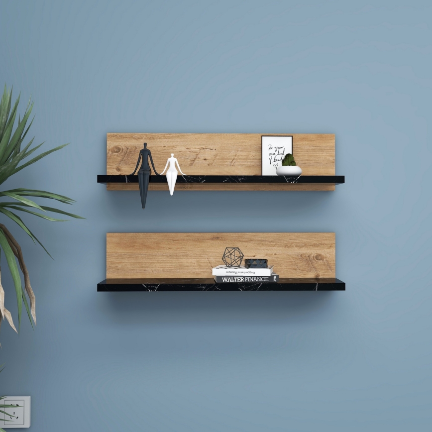 2er-Set SHELFIE-Regale Kiefer/Schwarz