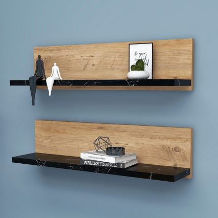 2er-Set SHELFIE-Regale Kiefer/Schwarz