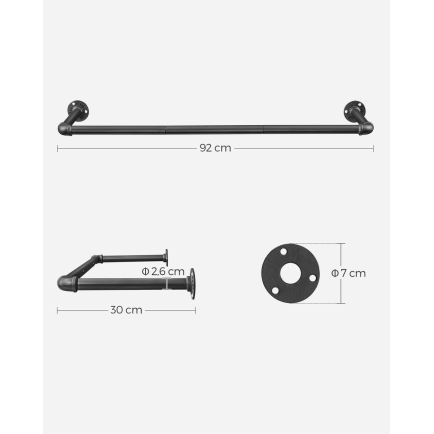 2er-Set Wandgarderobe LINEA für Kleiderbügel, schwarz