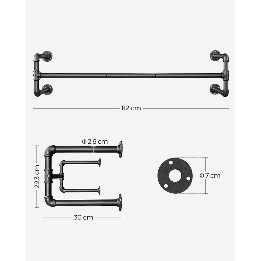 2er-Set Wandhalter für Kleiderbügel LINEA, schwarz