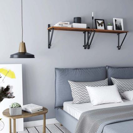 2er-Set Wandregal SHELFY, braun/schwarz